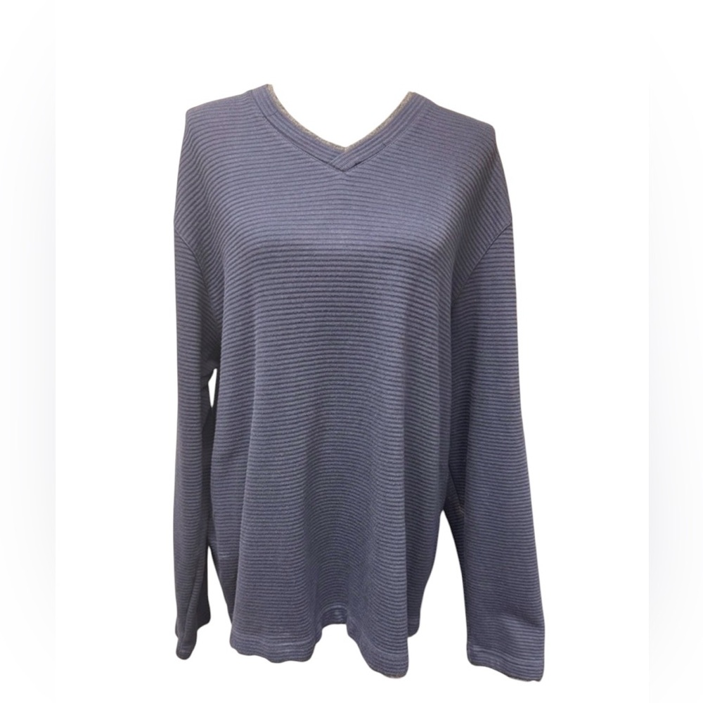 Axcess By Claiborne Co. Chic Comfortable Blue V-Neck Lined Top Size XL